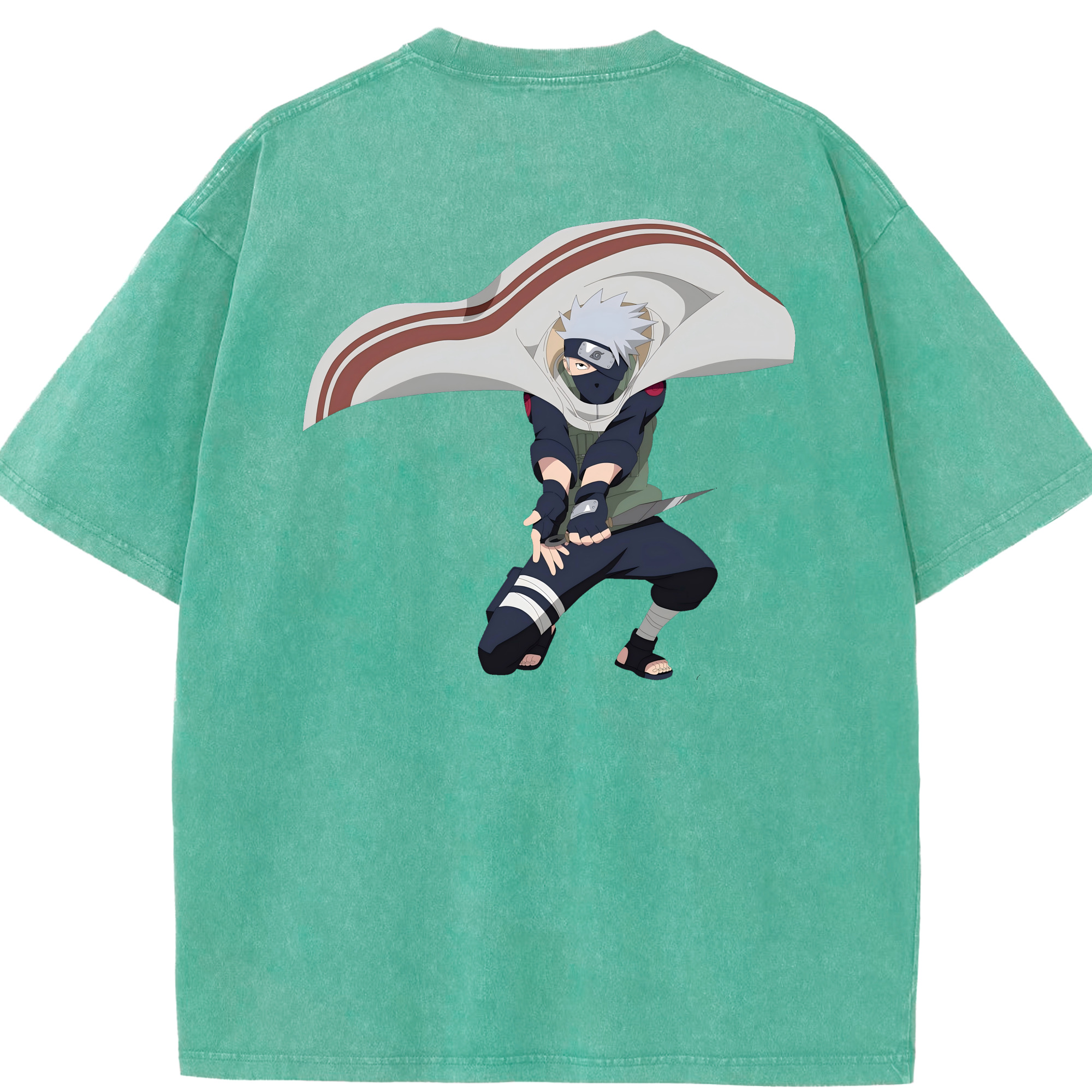 （画像用） NARUTO -ナルト- はたけ カカシ Hatake Kakashi 綿100% ヴィンテージ風 半袖Tシャツ（背面プリント）